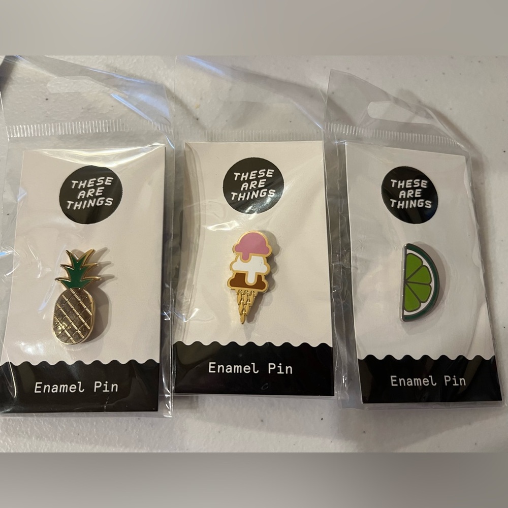 These Are Things Enamel Pin Lot - Ice cream, lime, pineapple